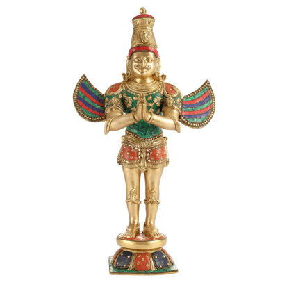 Brass Garuda Statue with Meenakari , 22" Tall,