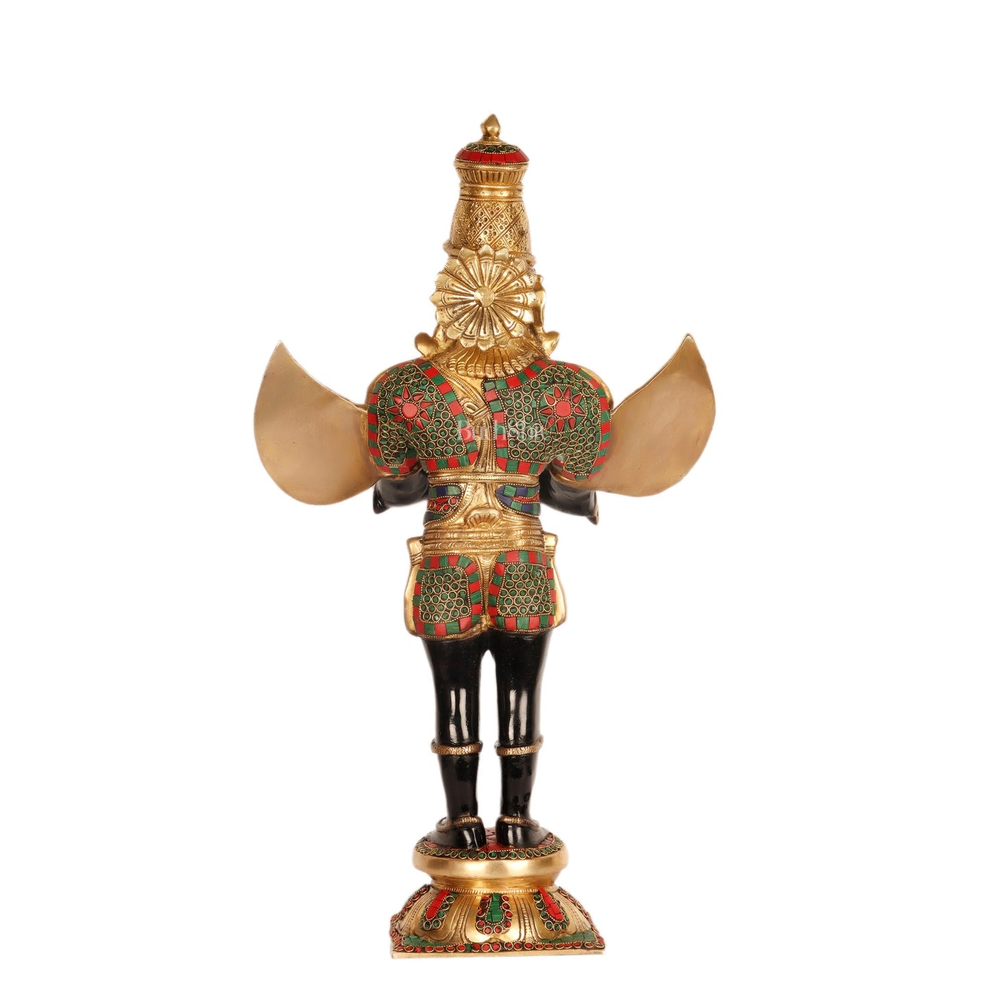 Handcrafted Brass Garuda Dev Statue - Black and Gold Finish, 22" Tall, 10.5kg