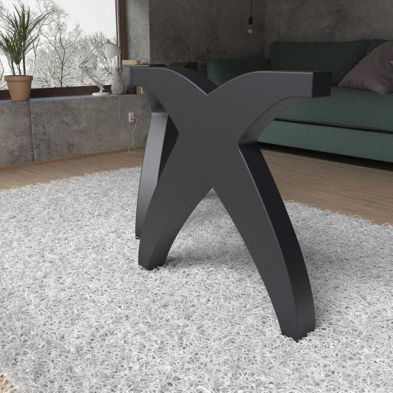 Modern X-Frame Steel Table Base – Black Powder-Coated Metal Legs for Dining or Custom Tables | Sleek Industrial Table Stand