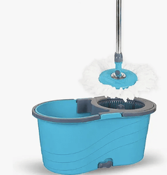 GEBI Super Spin Mop with Plastic Jali, Microfiber Head, Stainless Steel Handle, with Extra Refill (Sky Blue)-1