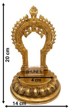 Brass Peeta With Prabhavali Idol, Pital Prabhai Peetha, Hindu Temple Murti Base, Handmade Peetal Prabhavali Chowki,Gold, 8 Inch, 1 Piece