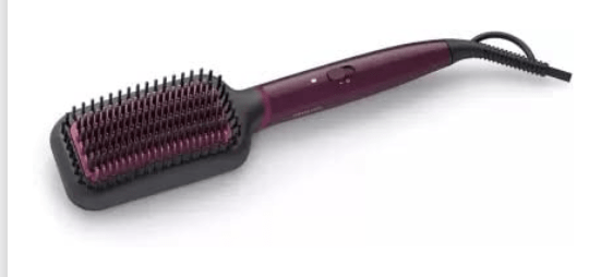 PHILIPS BHH730/00 (Dark Wine Color) Naturally Heated, Silk Protect technology, Hair Straightener Brush, One Size-1