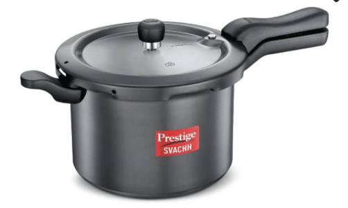 Prestige 5 Litres Svachh Induction Base Outer Lid Hard Anodized Pressure Cooker | Deep lid Spillage Control | Black | Anti-Bulge Base | Controlled Gasket Release System | Cool Touch Weight