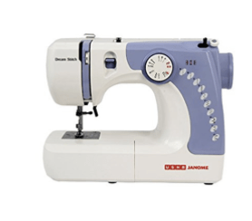 Usha Janome Dream Stitch Automatic Zig-Zag Electric Sewing Machine || 7 Built-In-Stitches || 14 Stitch Function (White & Blue) with complementary Sewing Lessons in Nine languages