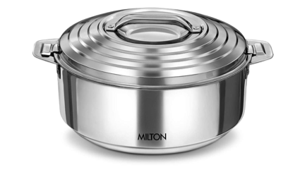 MILTON Galaxia 2500 Double Walled Stainless Steel Casserole, 2.45 litres, Silver | PU Insulated | Hot & Cold | Hygiene | Odourless