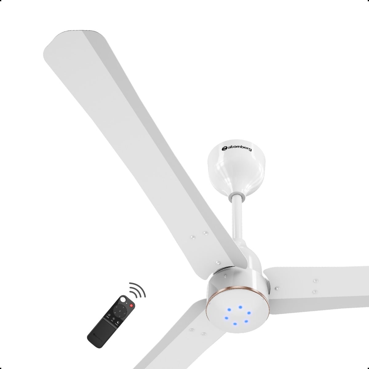 atomberg Renesa Halo Smart 600mm BLDC Ceiling Fan with IoT & Remote | 32W | 115 CMM Air Delivery | Advance Air+ Technology | LED Speed Indicator | Low Noise | 3 Year Warranty (White and Rose Gold)