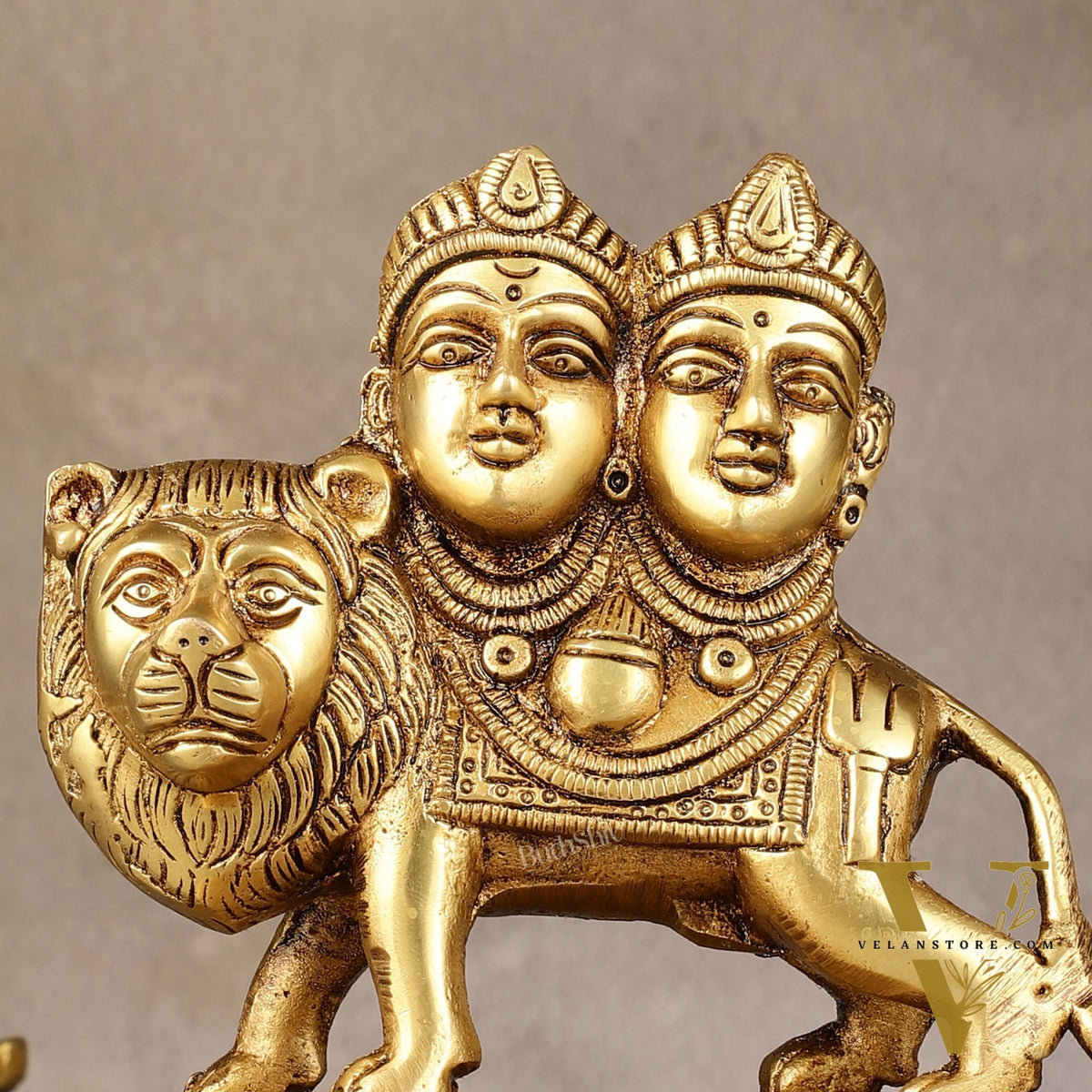 Goddess Chamunda Brass Idol: 5.5 inch