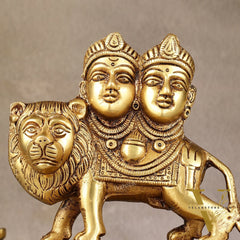 Goddess Chamunda Brass Idol: 5.5 inch