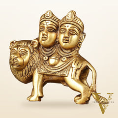 Goddess Chamunda Brass Idol: 5.5 inch