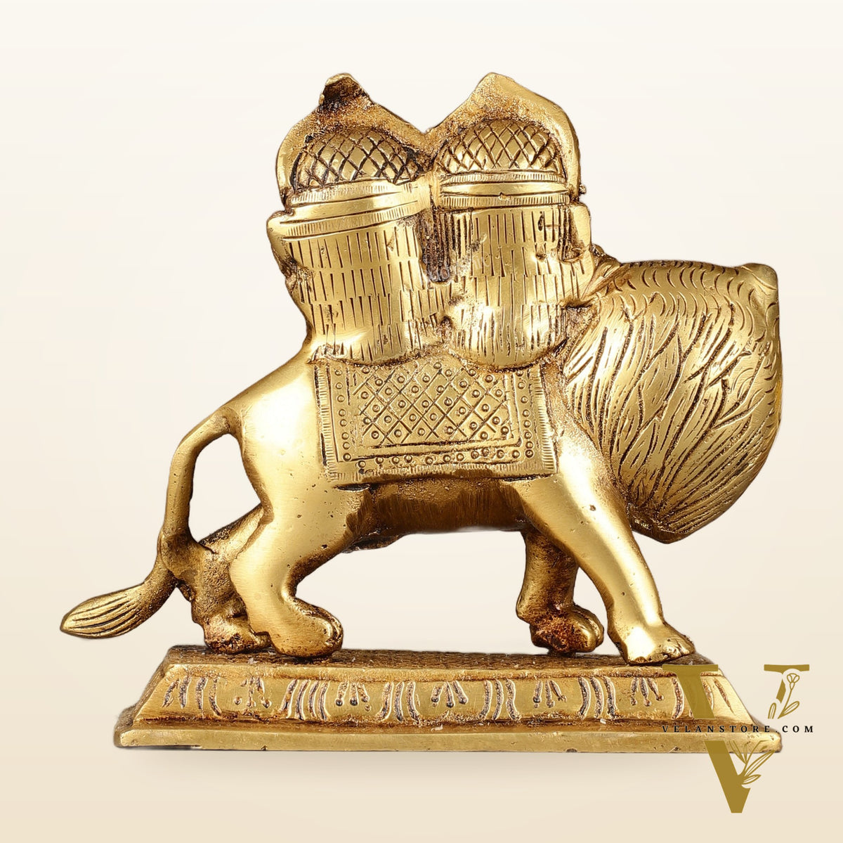 Goddess Chamunda Brass Idol: 5.5 inch