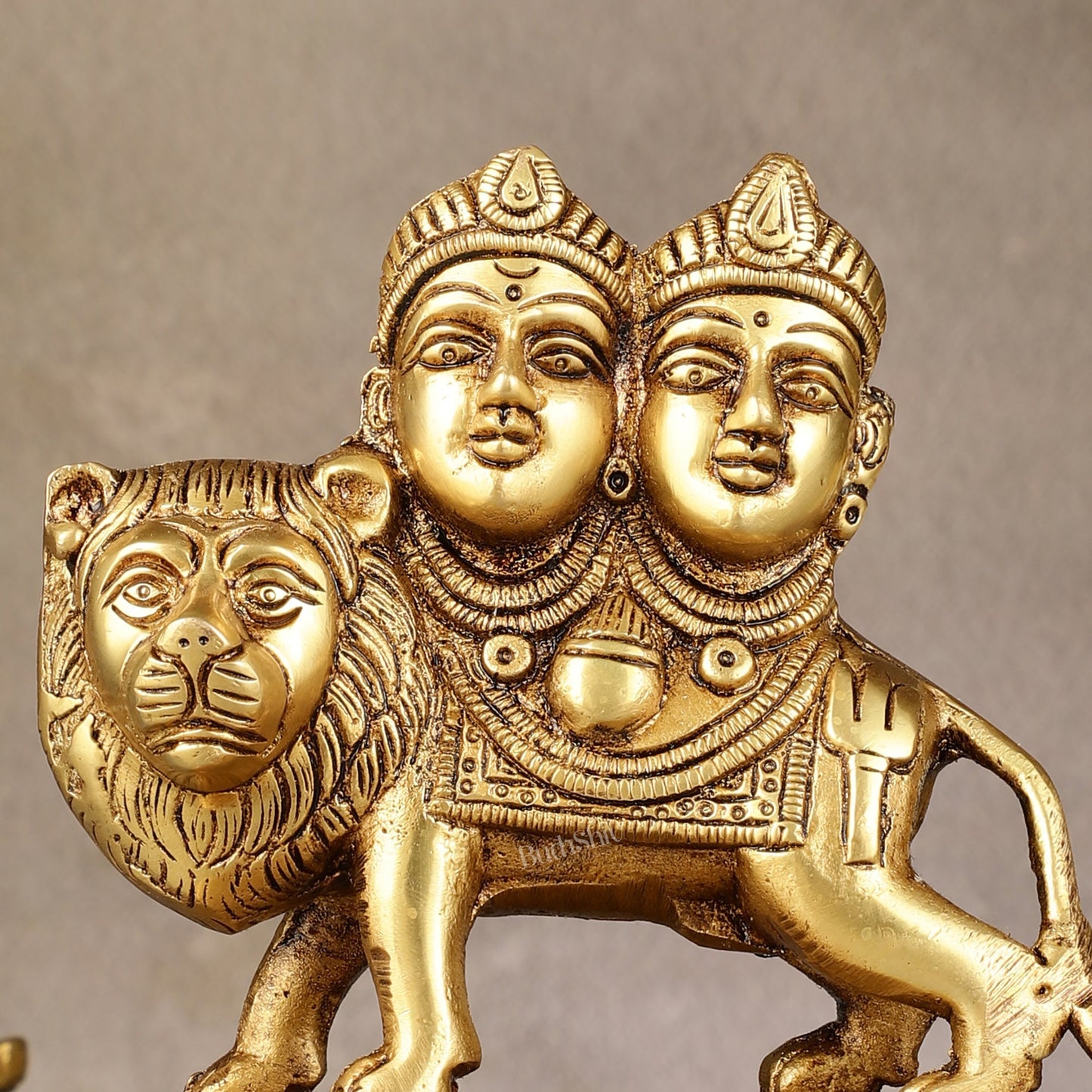 Goddess Chamunda Brass Idol: 5.5 inch