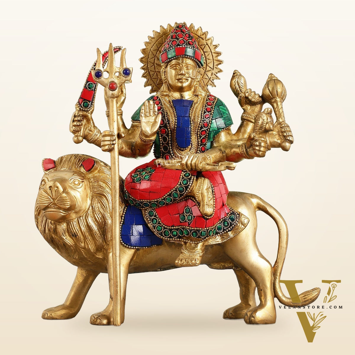Goddess Durga brass idol 9 inch