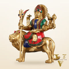 Goddess Durga brass idol 9 inch