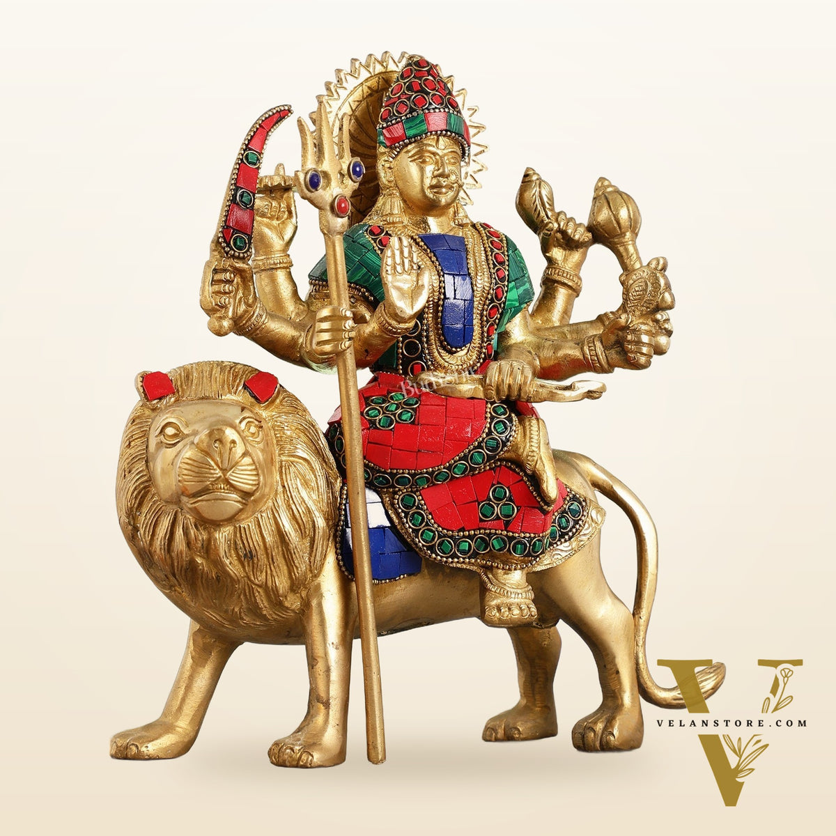Goddess Durga brass idol 9 inch
