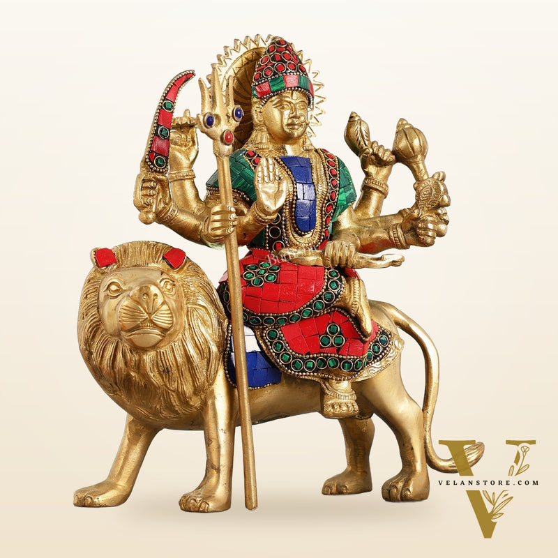Goddess Durga brass idol 9 inch