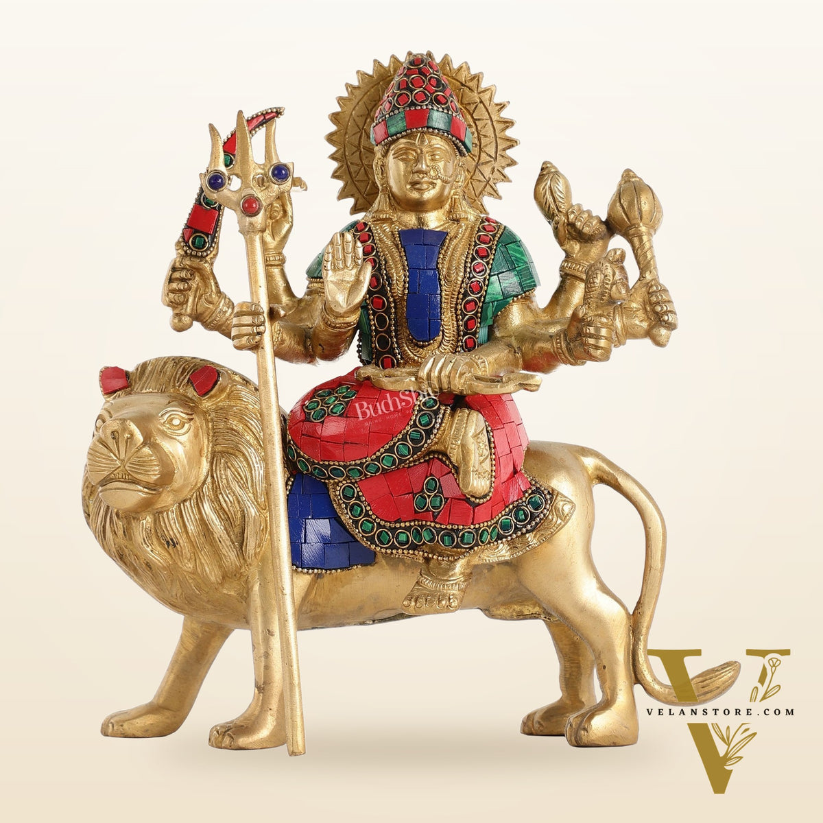 Goddess Durga brass idol 9 inch