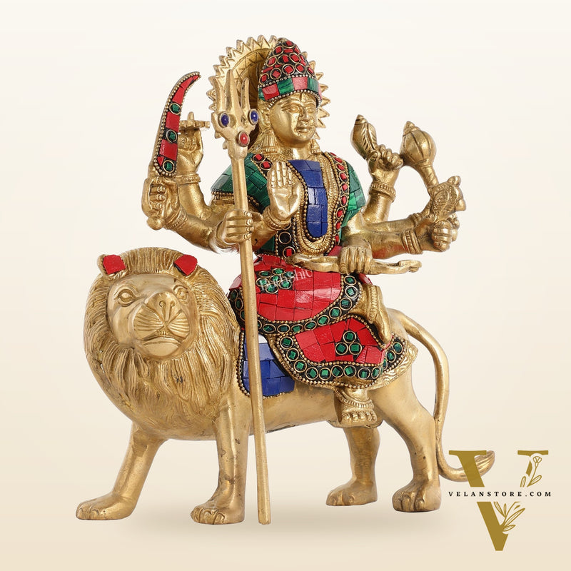 Goddess Durga brass idol 9 inch