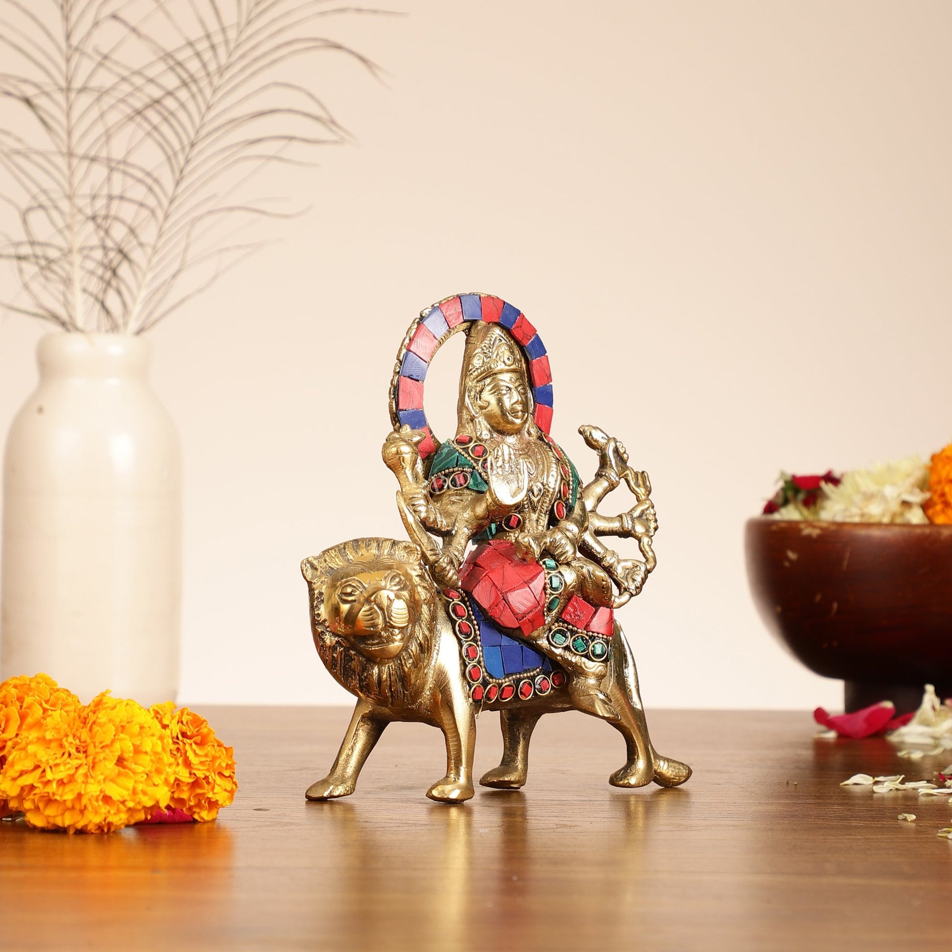 Brass durga mata idol 6 inch