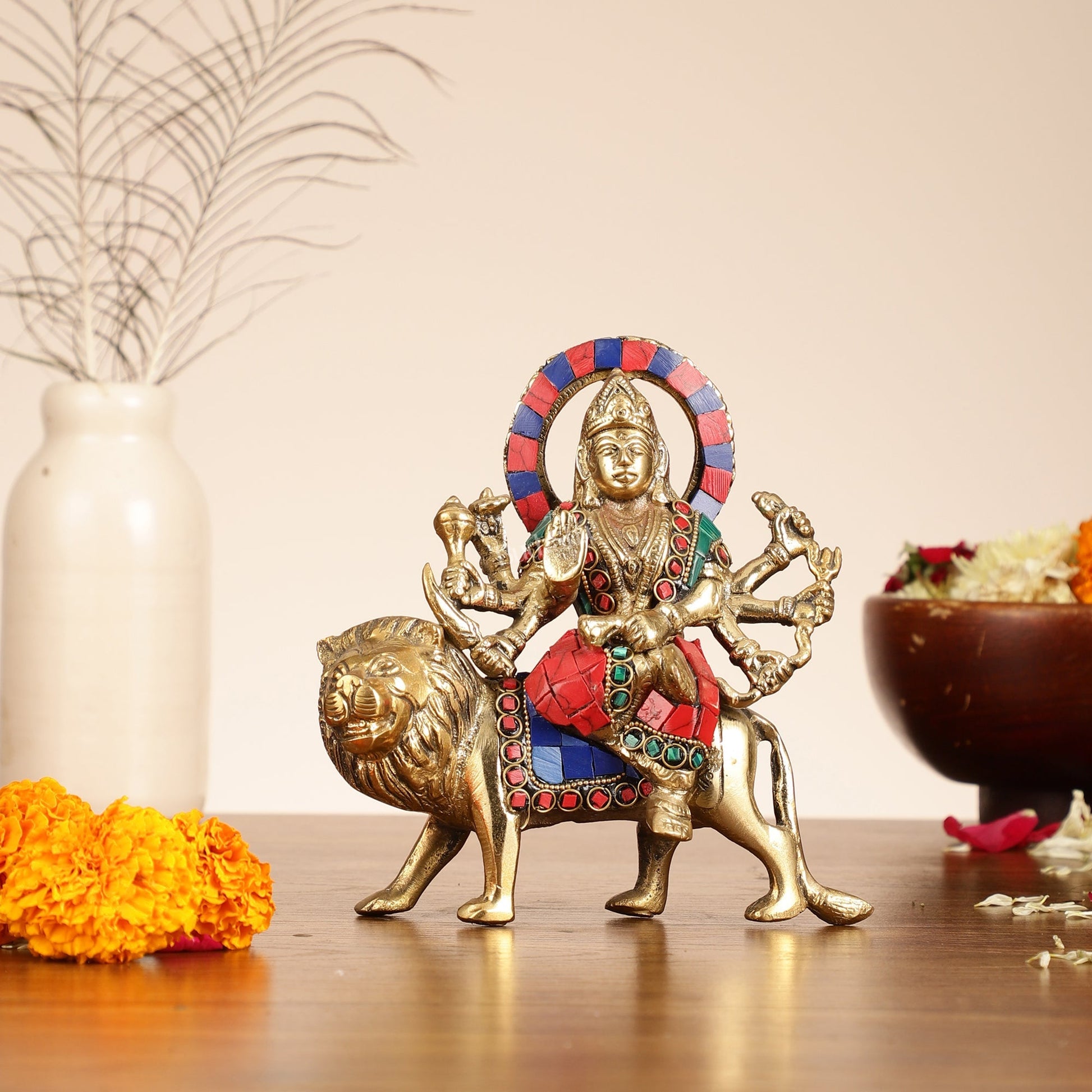 Brass durga mata idol 6 inch