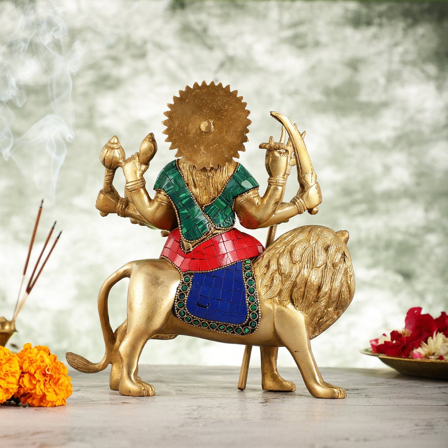 Goddess Durga brass idol 9 inch