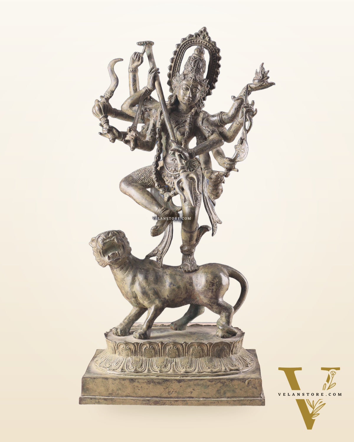 Goddess Kali Indonesian Bronze Vintage Sculpture – 22"