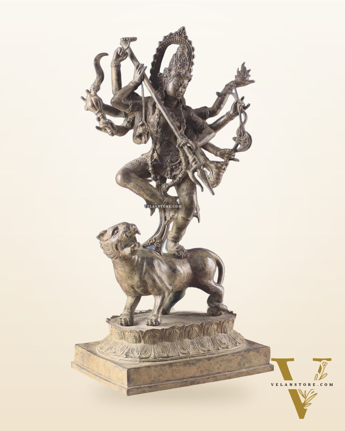 Goddess Kali Indonesian Bronze Vintage Sculpture – 22"
