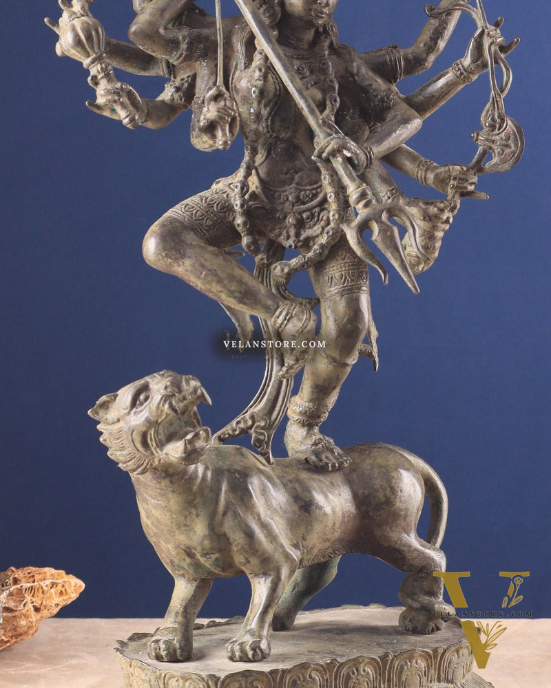 Goddess Kali Indonesian Bronze Vintage Sculpture – 22"