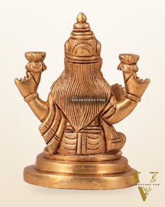 Goddess Lakshmi Seated on Owl - Pure Brass Superfine Idol, 4"