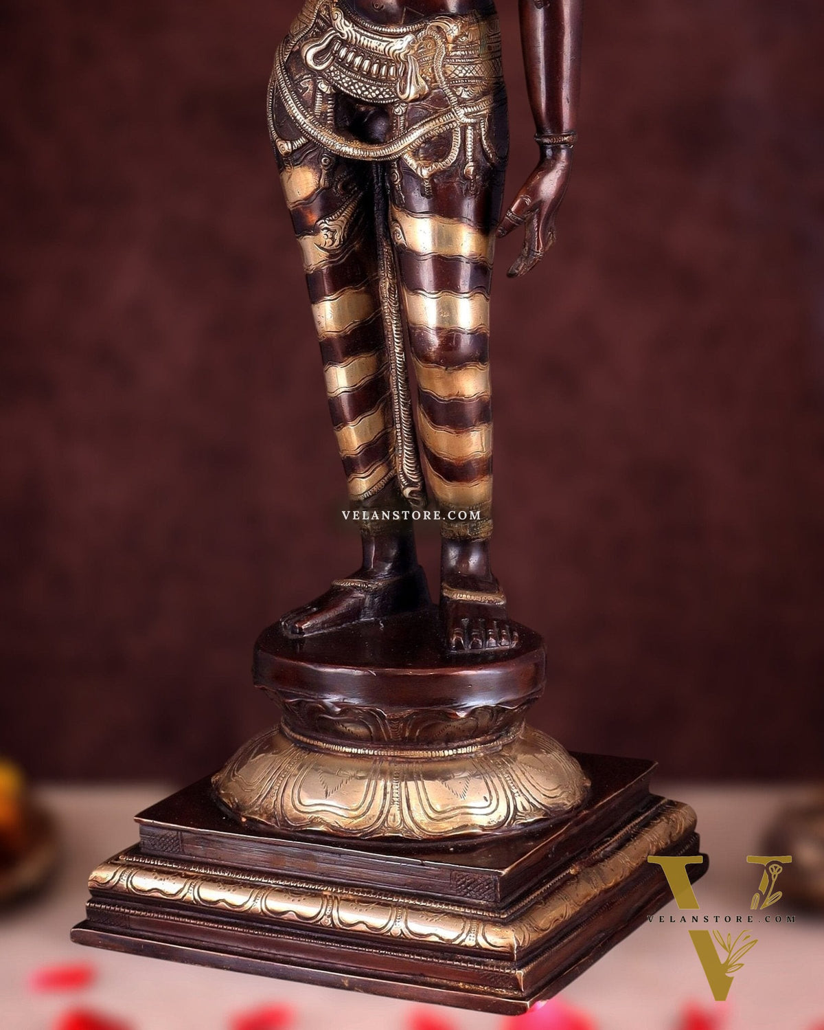 Goddess Parvati Standing Brass Sculpture – 27" Height, Double chola finish