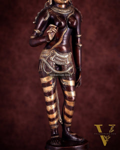 Goddess Parvati Standing Brass Sculpture – 27" Height, Double chola finish