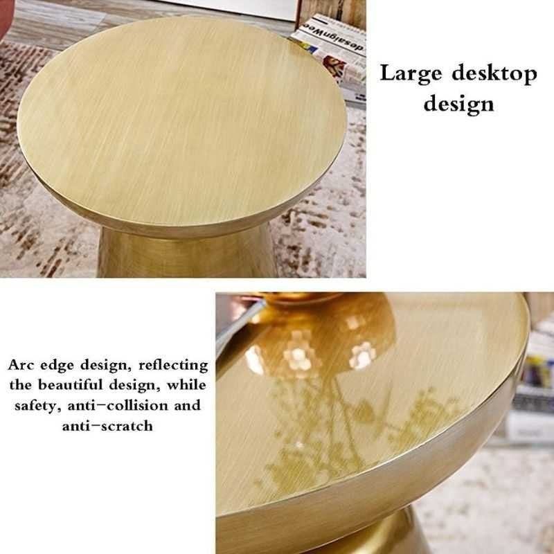 Zephyr Side Table | Gold Finish with Pedestal Base | Minimalist Design | Living Room & Bedroom side table