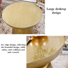 Zephyr Side Table | Gold Finish with Pedestal Base | Minimalist Design | Living Room & Bedroom side table