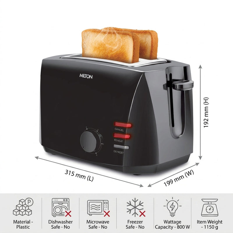 Gold Crust 2-Slice Pop Up Toaster (Milton Appliances)