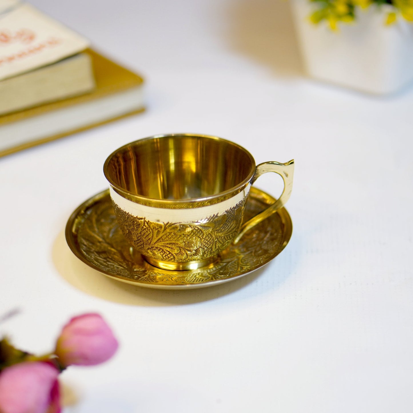 Brass Cup and Saucer