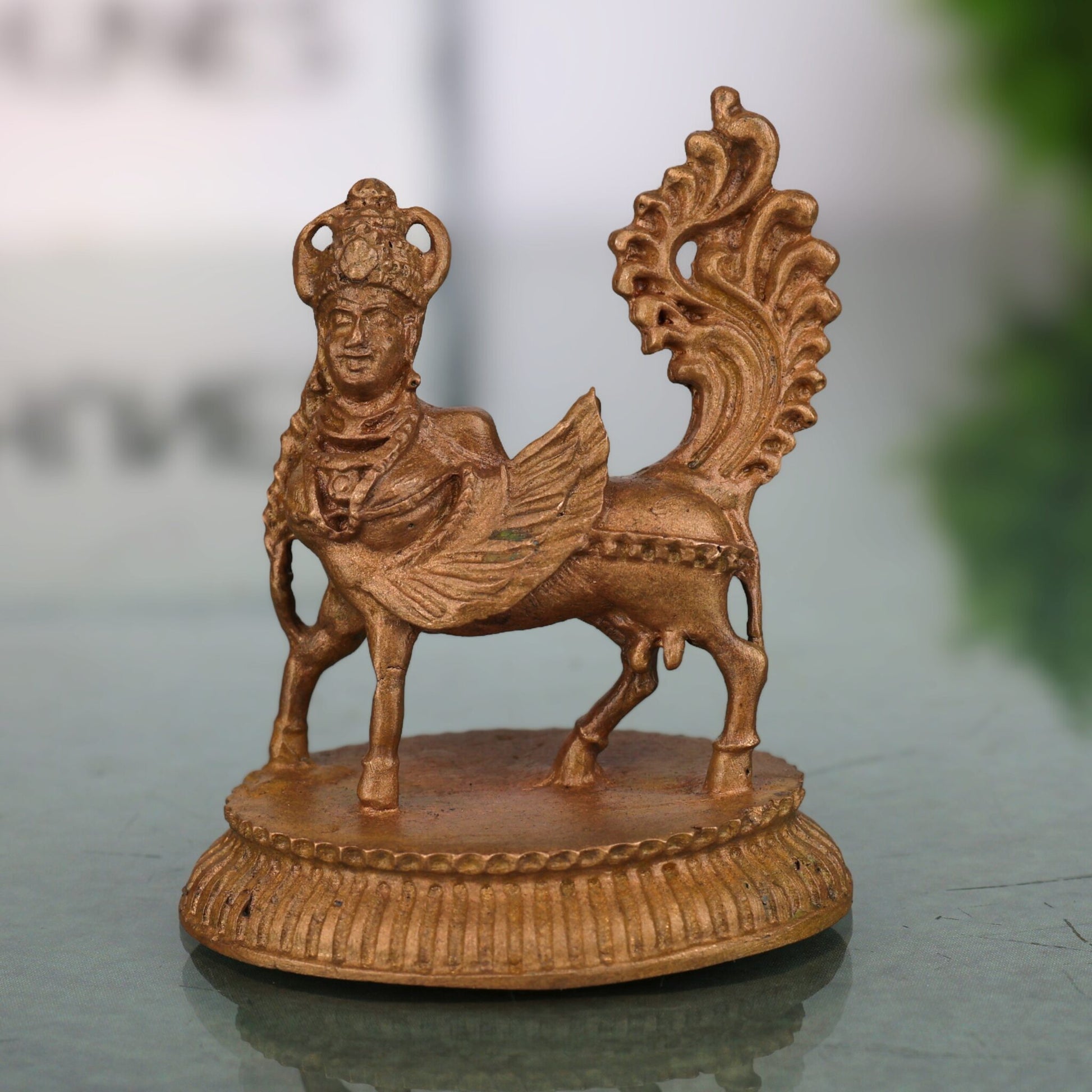 Bronze Kamadenu, Gomata, Surabhi, Divine Cow, Nandini, Panchaloha Handmade Sculpture for Pooja & Home Decor, Brown, 2 Inch, 1 Piece