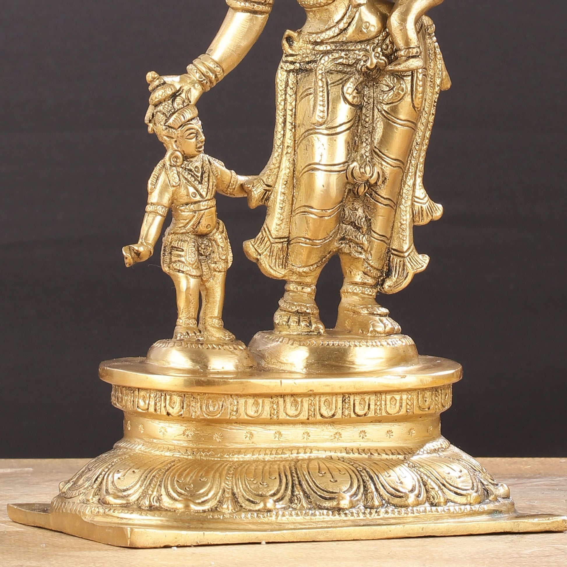 Graceful 11-Inch Brass Goddess Parvati with Ganesha and Kartikeya Statue