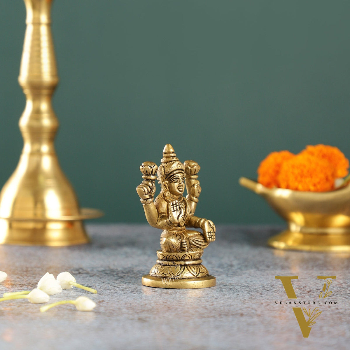 Graceful Brass Lakshmi Idol | Height 3.5 inch