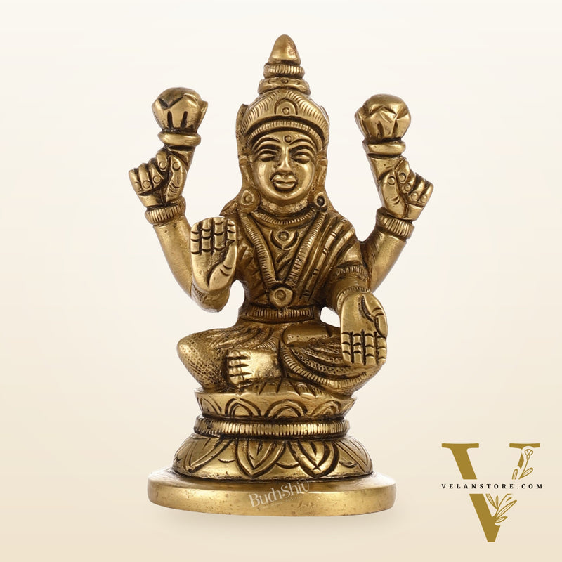 Graceful Brass Lakshmi Idol | Height 3.5 inch