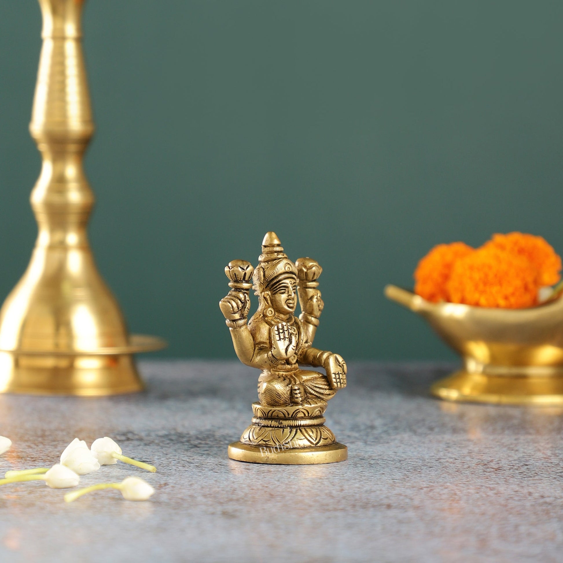 Graceful Brass Lakshmi Idol | Height 3.5 inch