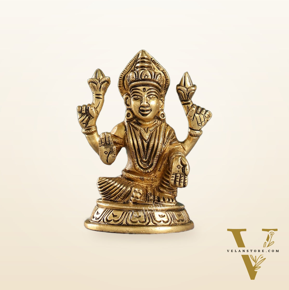 Graceful Brass Lakshmi Idol | Height 4 inch