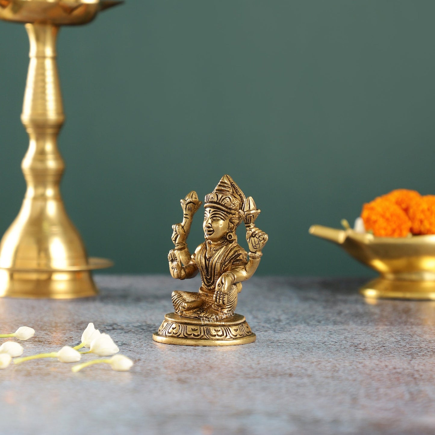 Graceful Brass Lakshmi Idol | Height 4 inch