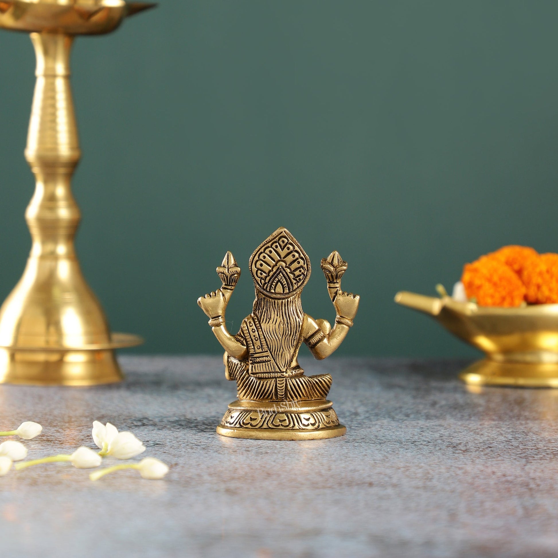 Graceful Brass Lakshmi Idol | Height 4 inch