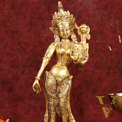 Graceful Brass Standing Tara Devi Idol 12 inch
