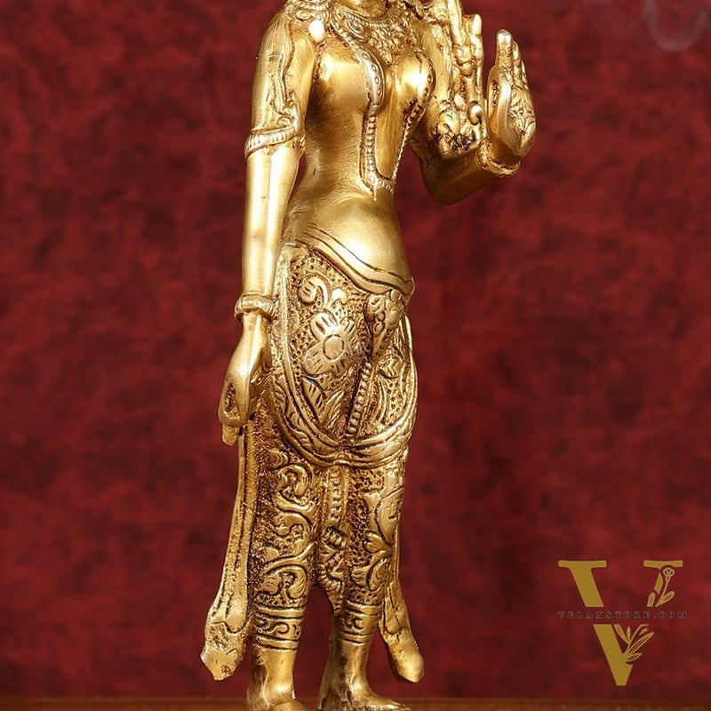 Graceful Brass Standing Tara Devi Idol 12 inch
