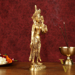 Graceful Brass Standing Tara Devi Idol 12 inch