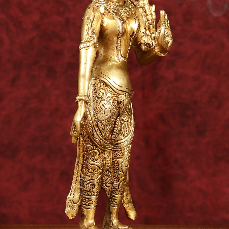 Graceful Brass Standing Tara Devi Idol 12 inch