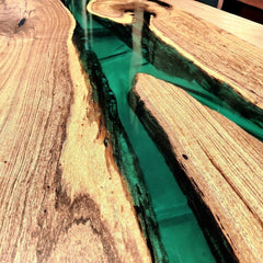 EmeraldGlow Epoxy Resin Dining Table
