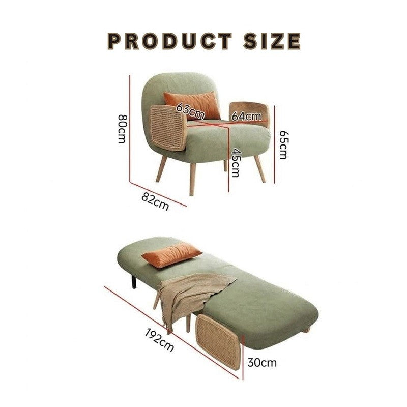 Green Chaise Longue | 3-in-1 Convertible Green Single Sofa Cum Bed