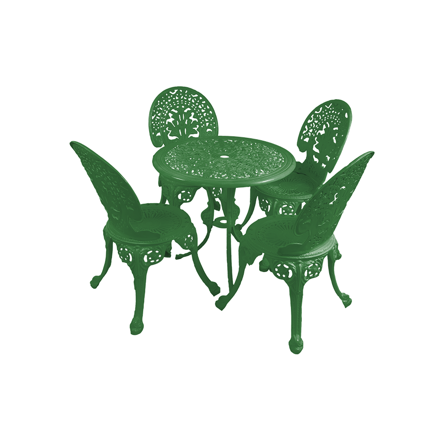 Sitopia Cast Aluminium Garden Patio Seating 4 Chair and 1 Table Set (White)