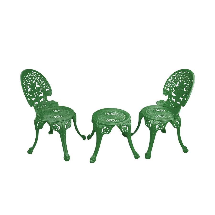 Zinc Cast Aluminium Garden Patio Seating 2 Chair and 1 Table Set